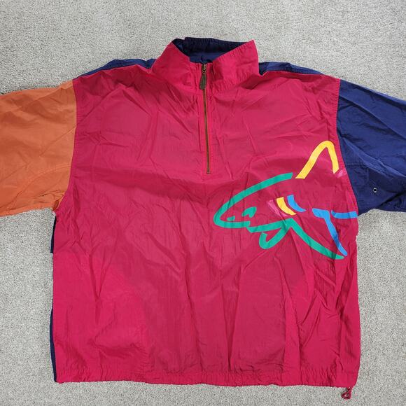 VTG Reebok Greg Norman Golf Windbreaker Mens XL Colorblock Vented Graphic Shark - Picture 9 of 14